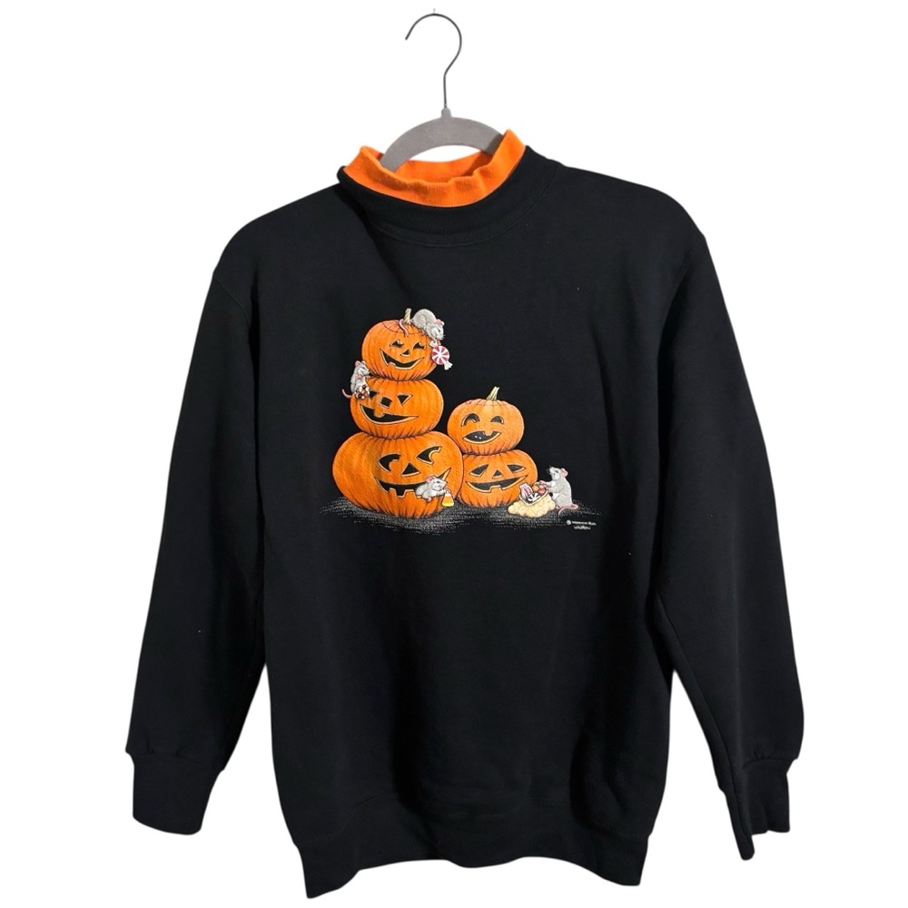 Vintage‎ 90s Morning Sun Halloween Jack O Lantern Candy Sweatshirt Small